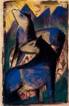 Franz Marc : Two Blue Horses